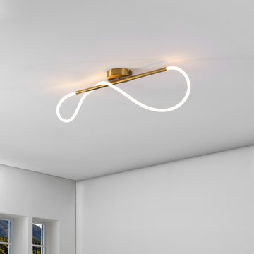 Alessio Contemporary Minimalist 360 Adjustable Silicone Neon Rope Dimmable Linear Integrated LED Flush Mount - JONATHAN Y